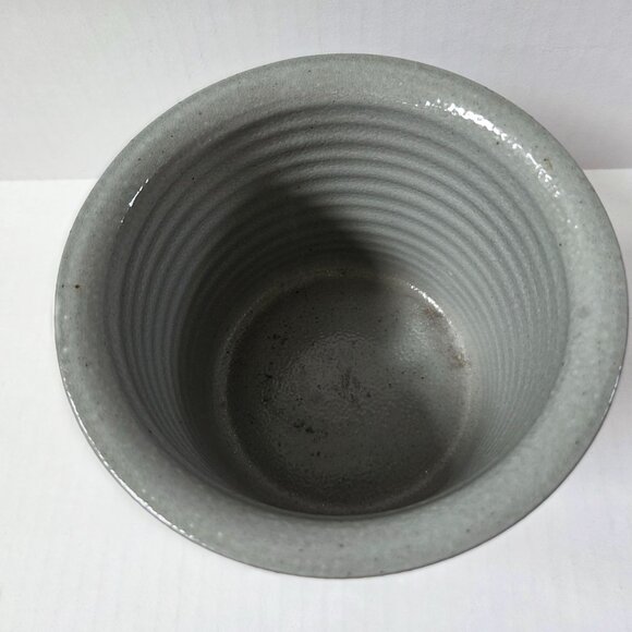 Eldreth Pottery Snowman Crock Blue Salt Glaze Christmas Winter Decor - Picture 2 of 8